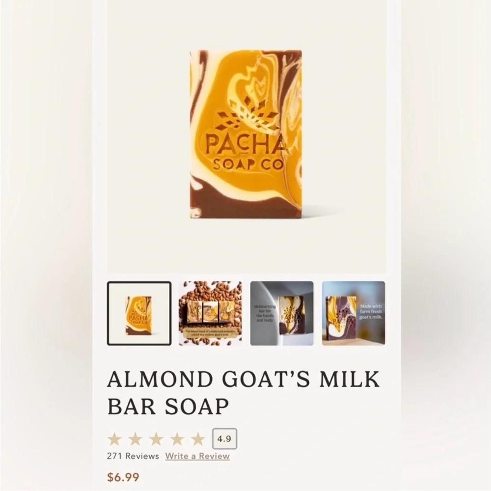 NEW 4 SOAPS FROM PACHA SOAP CO 100% NATURAL ARTISAN EXFOLIATING BARS 4OZ EACH - Picture 6 of 14